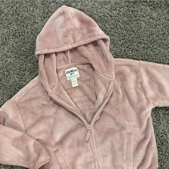 Girls OshKosh B'gosh light pink Blush Fleece zip up hoodie, size 10 - Picture 7 of 9